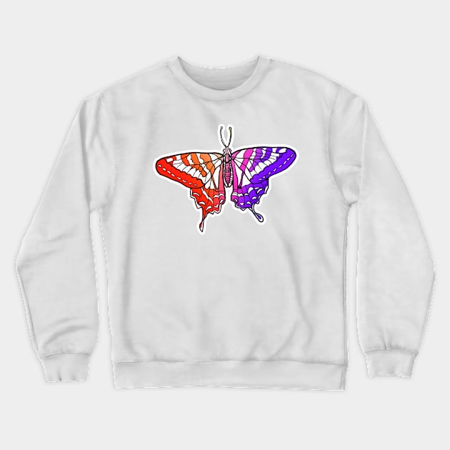 Lesbian Flag Butterfly Crewneck Sweatshirt by Queer Menagerie